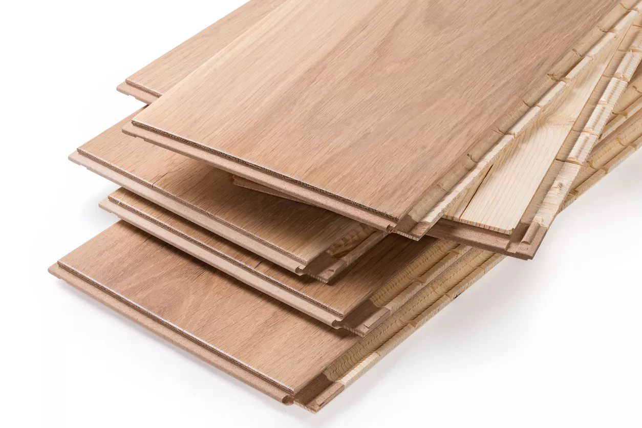 Engineered wood flooring planks